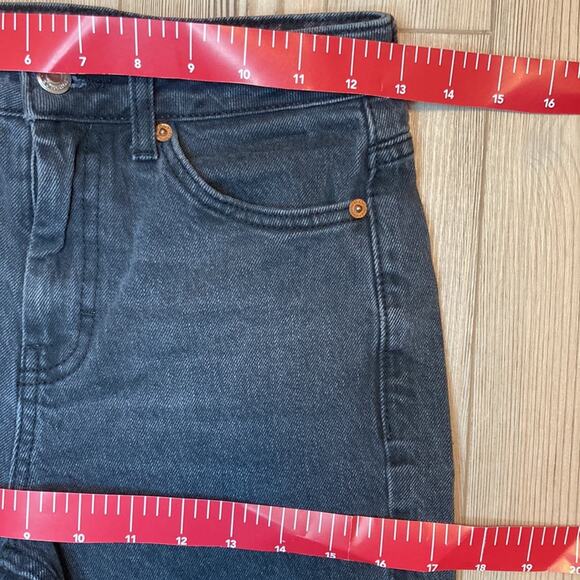 Topshop MOTO Wide Black Faded Cropped Jean - 26 Denim Rigid distressed top shot - Picture 12 of 13